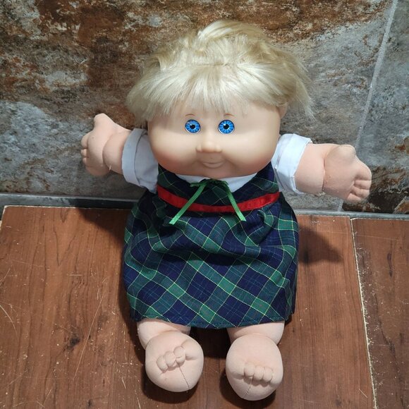 Cabbage Patch Kids Doll Play Along 2004 Green Blue Plaid Dress Blue Eyes - Picture 11 of 13